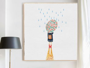 北欧简约文艺创意雨滴卡通艺术装饰画图片下载小清新装饰画大全现代简约装饰画编号18886414