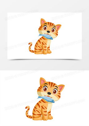 小猫吃鱼的图片卡通唯美大全熊猫办公