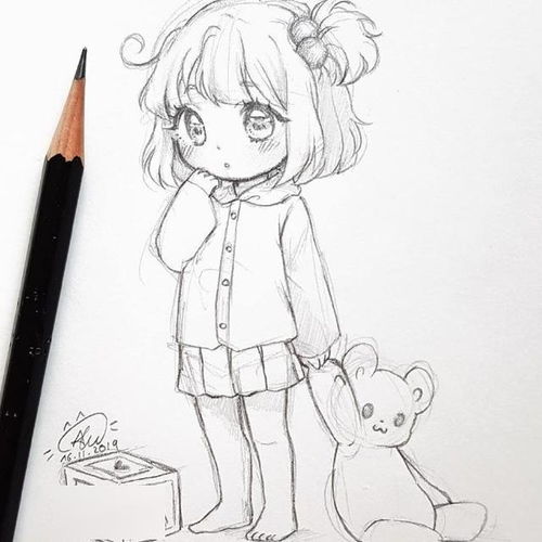卡通少女线稿,拿去参考吧