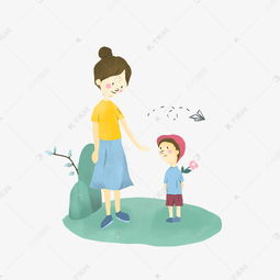 母亲节卡通妈妈与孩子免扣png素材图片免费下载千库网