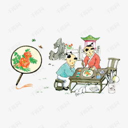卡通装饰人物介绍海报设计古代小孩玩耍素材图片免费下载高清png千库网图片编号10012378