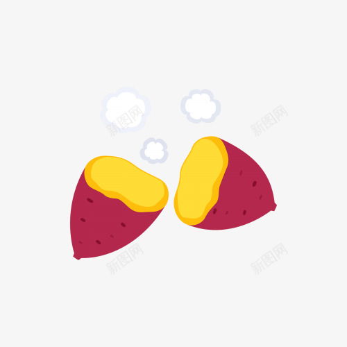 卡通掰开的美味冒热气的烤红薯插美食元素免抠png设计图片免费下载页面网页平面电商创意素材地瓜素材
