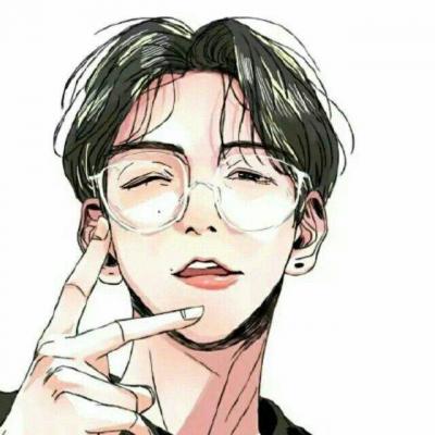 卡通男生头像带眼镜框冷酷