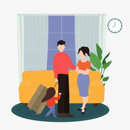 卡通插画风房间里的一家三口图片素材其他格式下载动漫人物大全