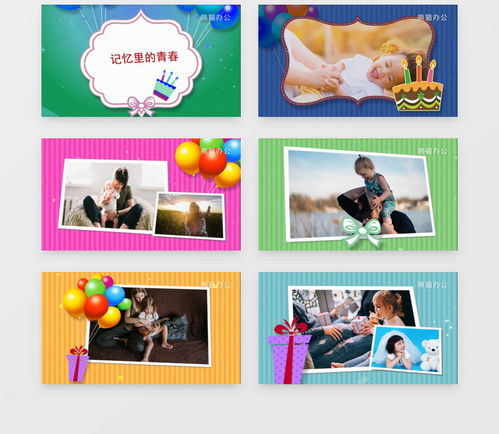卡通气球儿童生日相册模板视频素材下载vsp格式熊猫办公