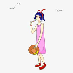手绘儿童节拿帽子的少女图片素材其他格式下载动漫人物大全
