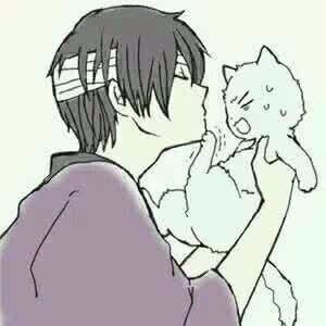 求抱着猫的动漫男头
