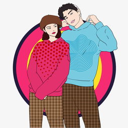 时尚冬装模特情侣卡通插画二图片素材其他格式下载动漫人物大全