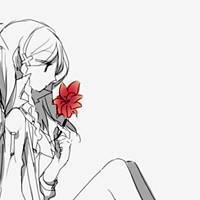 一男一女侧面拿着花低着头情侣动漫头像