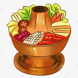 卡通美食新年餐饮东北菜海鲜火锅概念画素材图片免费下载千库网