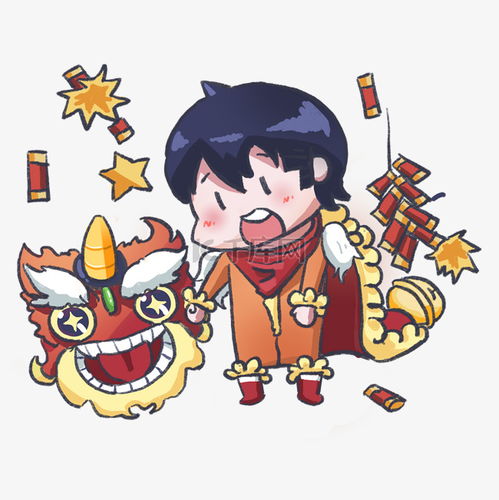 新年主题舞狮卡通人物插画素材图片免费下载千库网