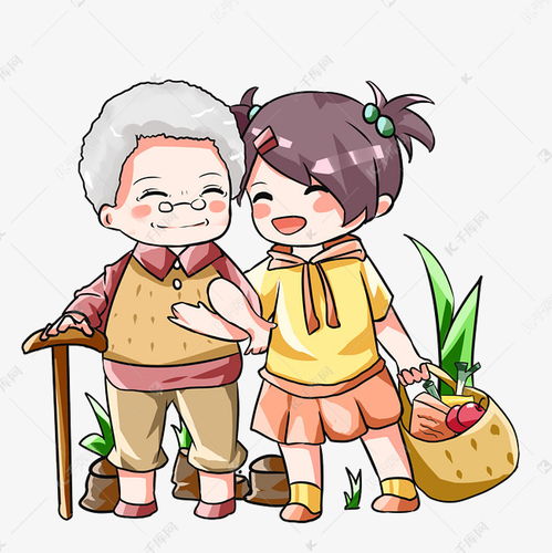 感恩节手绘卡通扶老奶奶插画素材图片免费下载高清psd千库网图片编号11454342