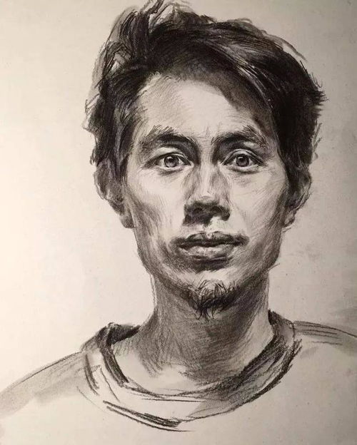 素描教学教你画正面的中长发沧桑男青年素描头像