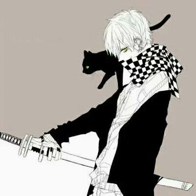 少年猫咪围脖格子黑白头像动漫插画堆糖,美好生活研究所