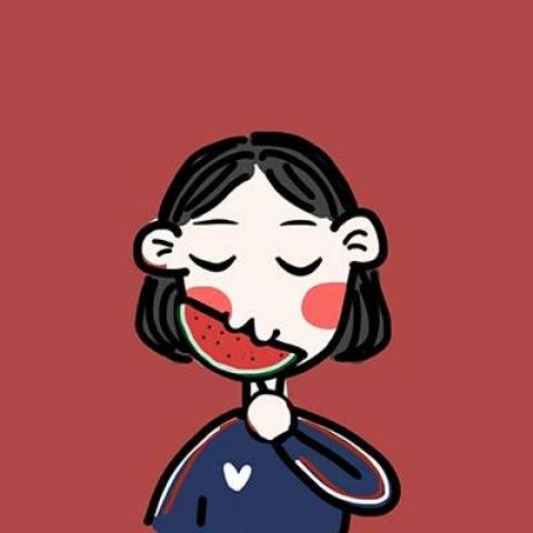 红色头像女生卡通情侣头像