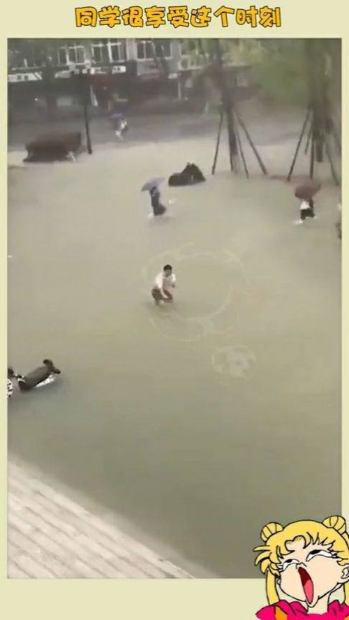 搞笑视频下了暴雨,居然有人在超大游泳池里游泳,成了全场的焦点