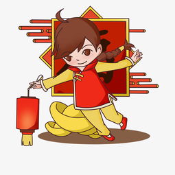 新年主题提灯笼女孩卡通手绘插画图片素材其他格式下载动漫人物大全