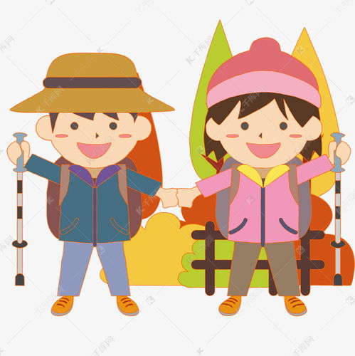秋天登高落叶男女卡通手绘素材图片免费下载千库网