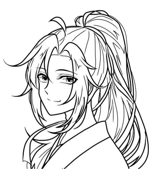 黑白线稿魔道祖师魏无羡橡皮章素材动漫