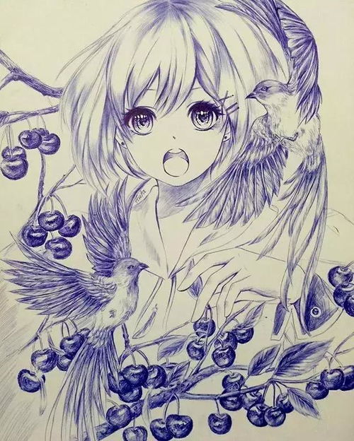 卡通动漫人物头像女素描人物头像