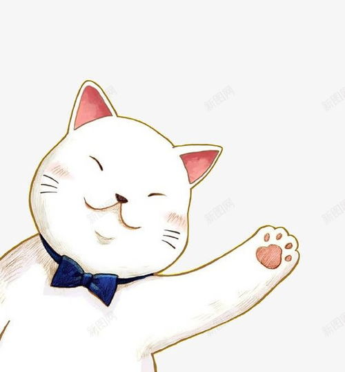 卡通小猫创意素材打招呼素材