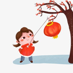 新年挂灯笼的小女孩插画图片素材其他格式下载动漫人物大全