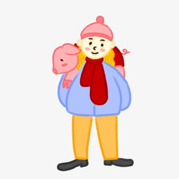 手绘卡通猪年少女和小猪图片素材其他格式下载动漫人物大全