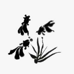 黑色的水墨小鱼插画图片素材其他格式下载动漫人物大全