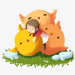 冬季取暖的小女孩和动物图片素材其他格式下载动漫人物大全