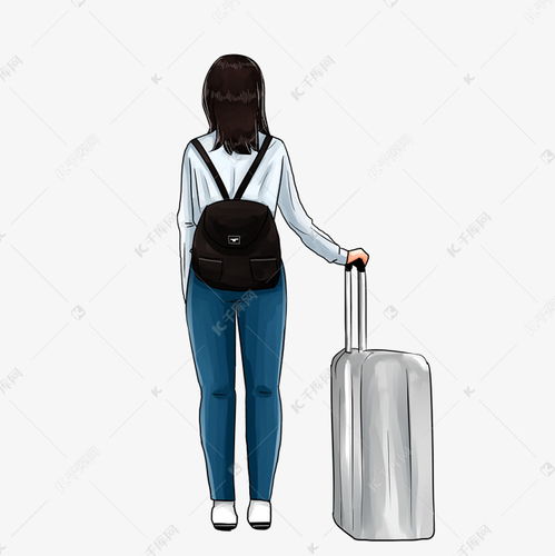 春节回家春运旅行旅游手绘卡通女孩背影行李箱素材图片免费下载千库网
