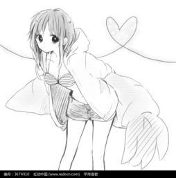 卡通少女手绘线稿图片免费下载红动网