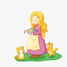 创意手绘卡通小动物和小女孩插画图片素材其他格式下载动漫人物大全
