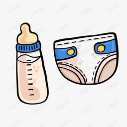 手绘水彩婴儿用品奶瓶尿裤矢量素材图片免费下载高清psd千库网图片编号9986310