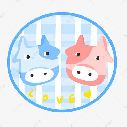 卡通手绘奶牛情侣插画素材图片免费下载千库网