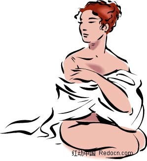 半裸的美女卡通手绘ai素材免费下载红动网