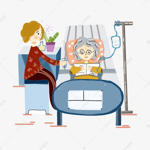 在医院照顾生病输液的奶奶卡通插画素材图片免费下载千库网