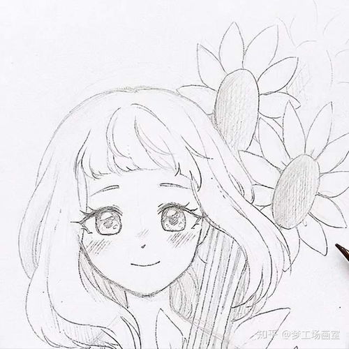 动漫女生手绘线稿