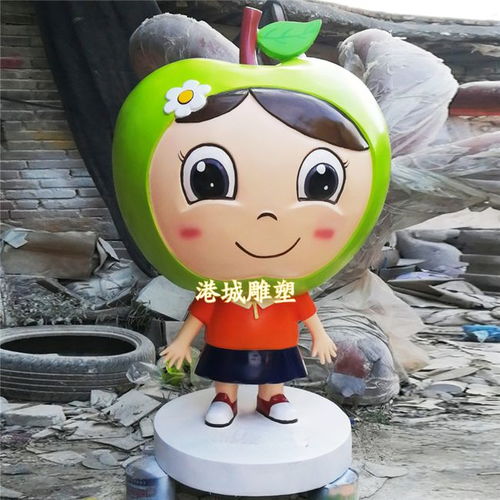 大力推进乡村振兴形象吉祥物卡通苹果雕塑实现农业强农村美农民富
