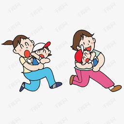 卡通手绘抱着孩子跑步的妈妈素材图片免费下载高清卡通手绘png千库网图片编号7587009