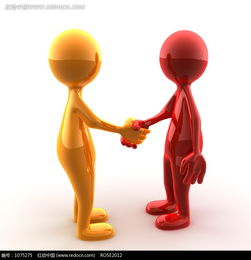 握手的黄色和红色小人图片免费下载红动网