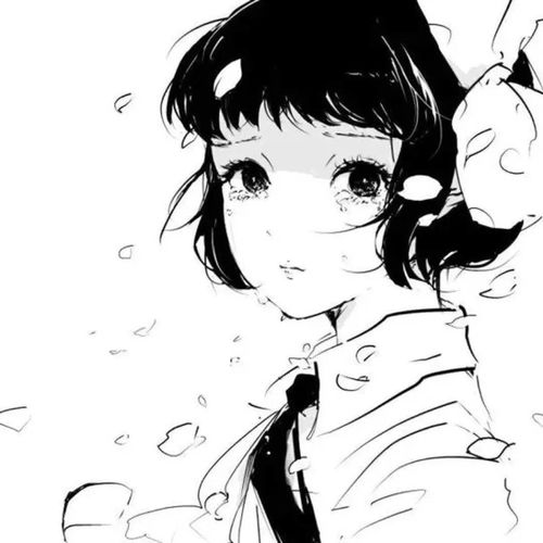 卡通头像黑白动漫女生头像,可爱二次元头像