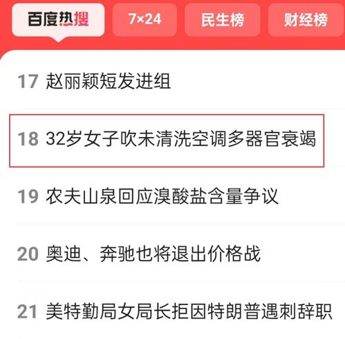 32岁女子吹未清洗空调多器官衰竭冲上百度热搜网友真不是危言耸听
