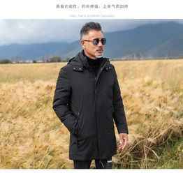 洋湖轩榭中年男士冬季加厚连帽棉衣中老年爸爸冬装保暖中长外套a