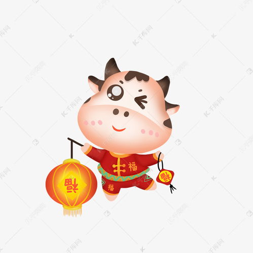 新年灯笼烟花年味牛卡通奶牛素材图片免费下载千库网