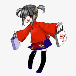 穿红衣服的日系拎着礼物的漂亮萌妹纸图片素材其他格式下载动漫人物大全