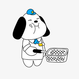 手绘插画拿着网兜的垂耳狗图片素材其他格式下载动漫人物大全