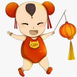 手拿灯笼的可爱年娃插画图片素材其他格式下载动漫人物大全
