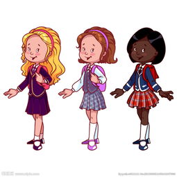 卡通女学生矢量素材图片