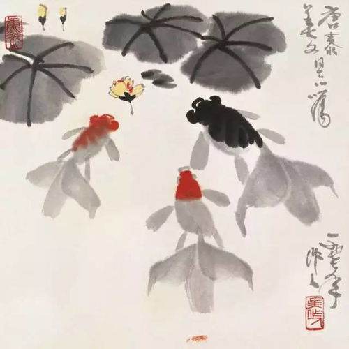 吴作人水墨金鱼精选作品集,美轮美奂的作品