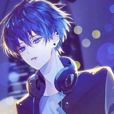 动漫男头蓝色治愈系我在等你